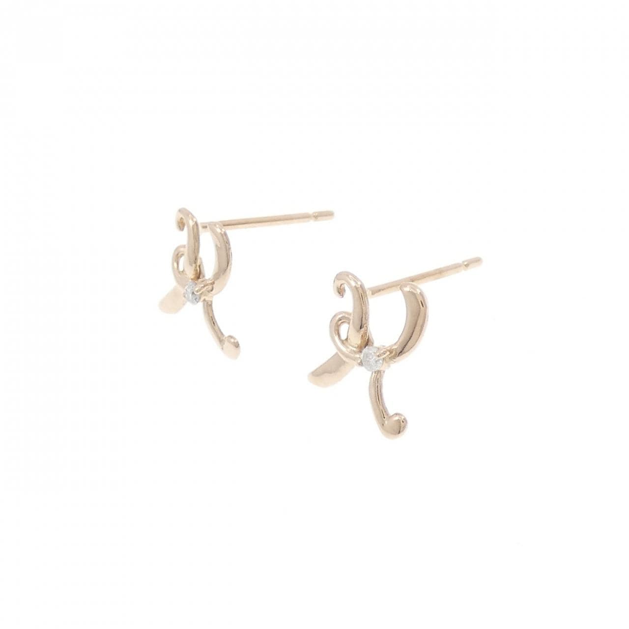 K18PG イニシャルK ダイヤモンド ピアス 0.02CT