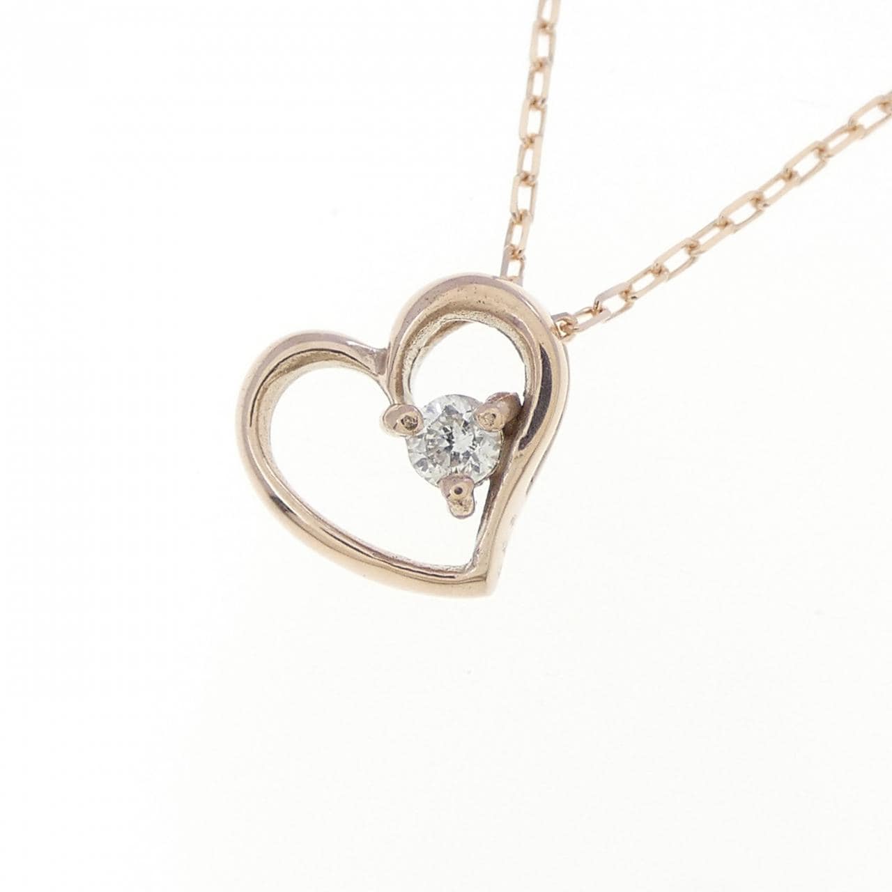 K10PG ハート ダイヤモンド ネックレス 0.03CT