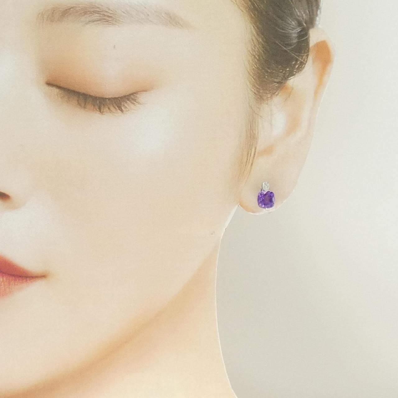K18WG アメジスト ピアス