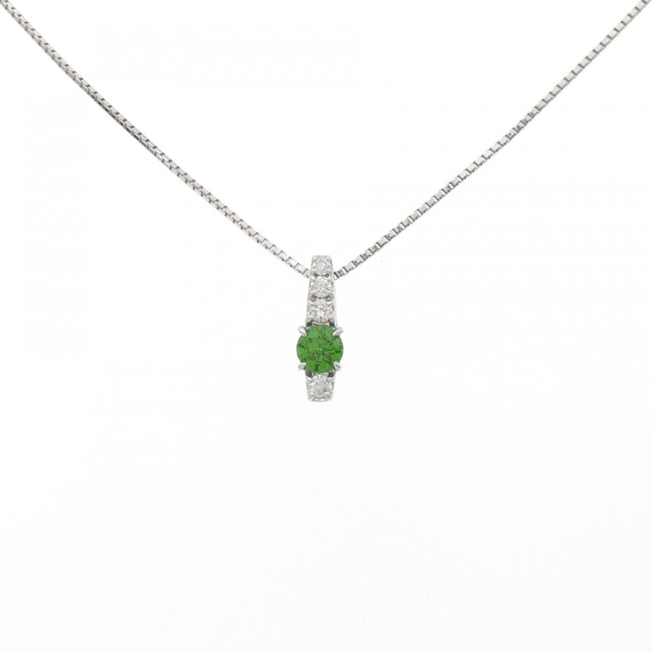 PT900/K18WG デマントイドガーネット ネックレス 0.20CT
