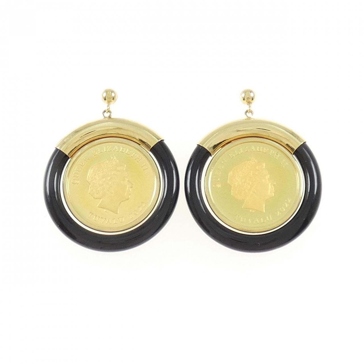 [BRAND NEW] K18YG onyx earrings