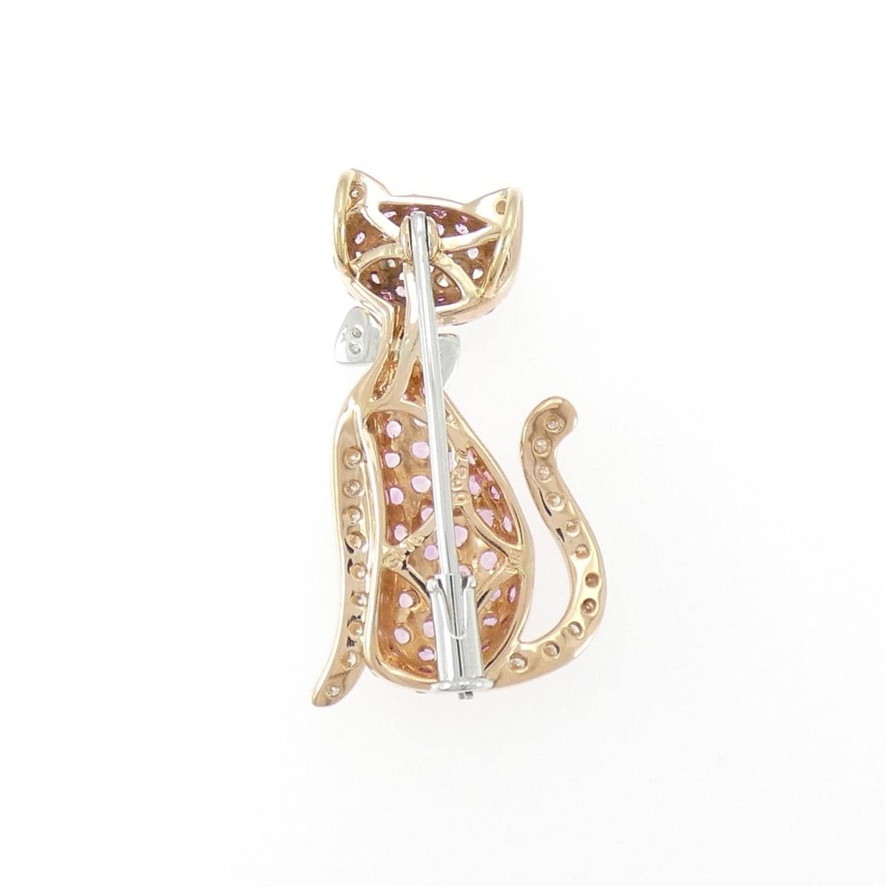 K18PG/K18WG キャット サファイヤ ブローチ 1.18CT