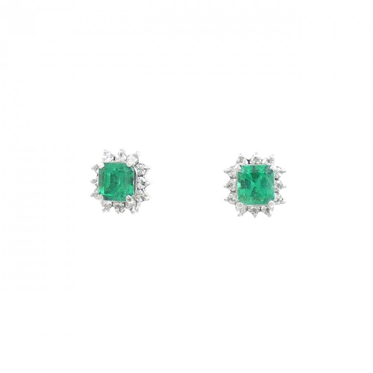 PT900 エメラルド ピアス 0.80CT