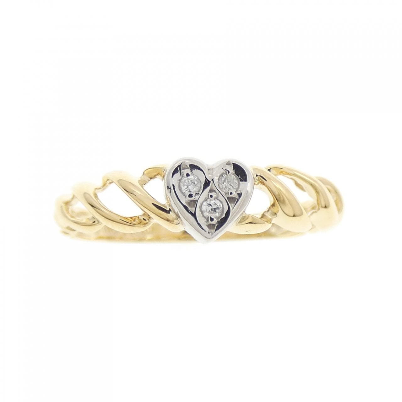 K18YG/PT900 Heart Diamond Ring 0.02CT