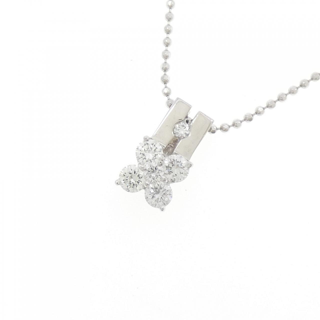 PT900/PT850 フラワー ダイヤモンド ネックレス 0.30CT