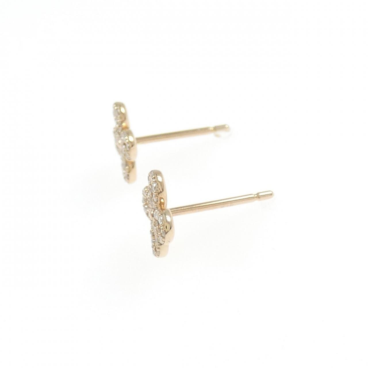 K18PG フラワー ダイヤモンド ピアス 0.16CT