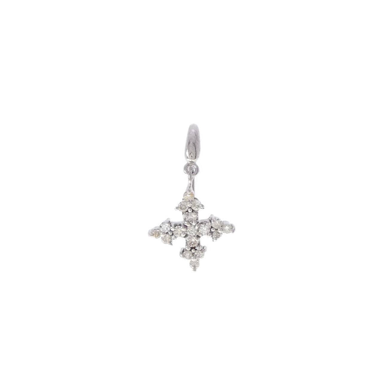 K18WG クロス ダイヤモンド ピアス 0.19CT 片耳