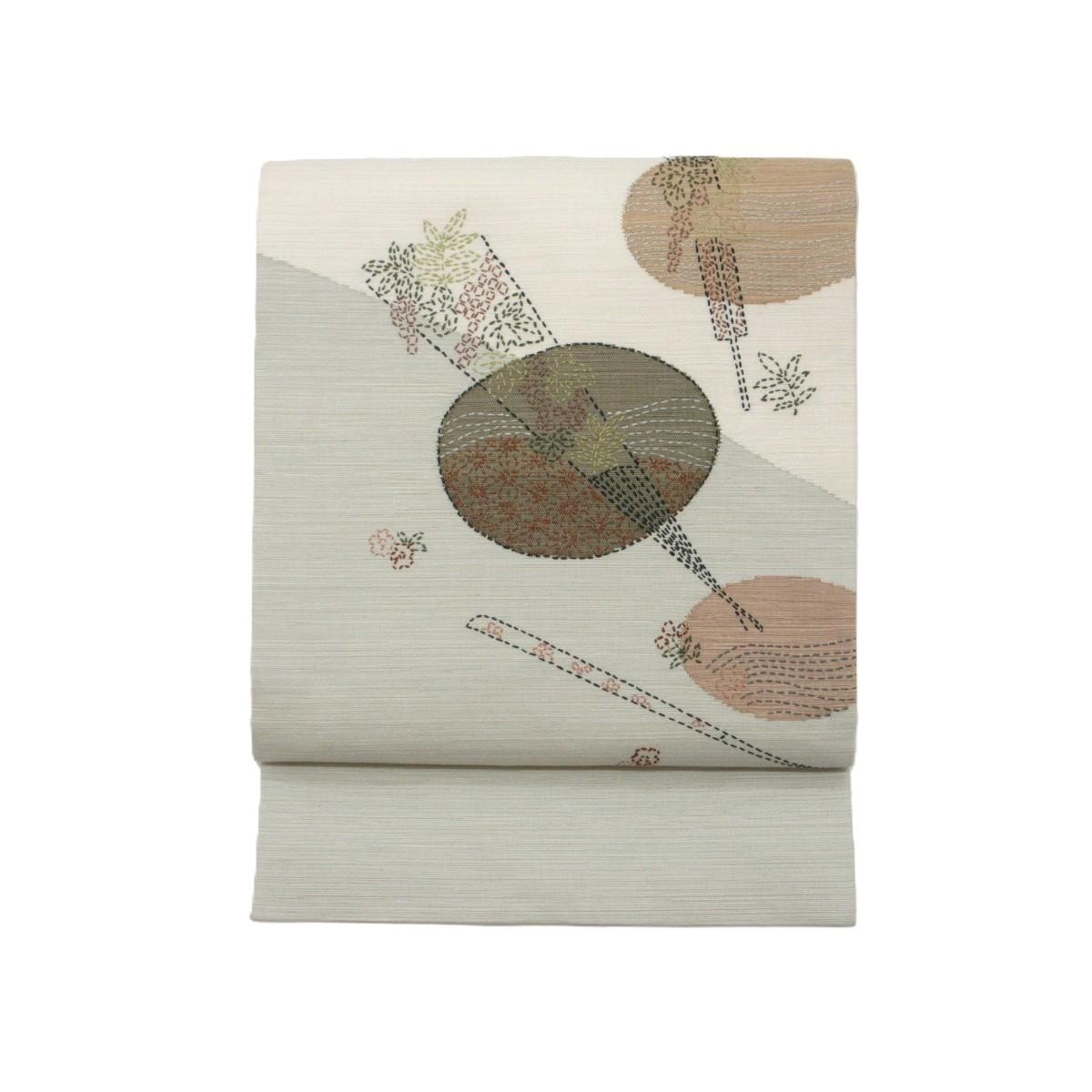 名古屋帯　すくい織　刺繍加工