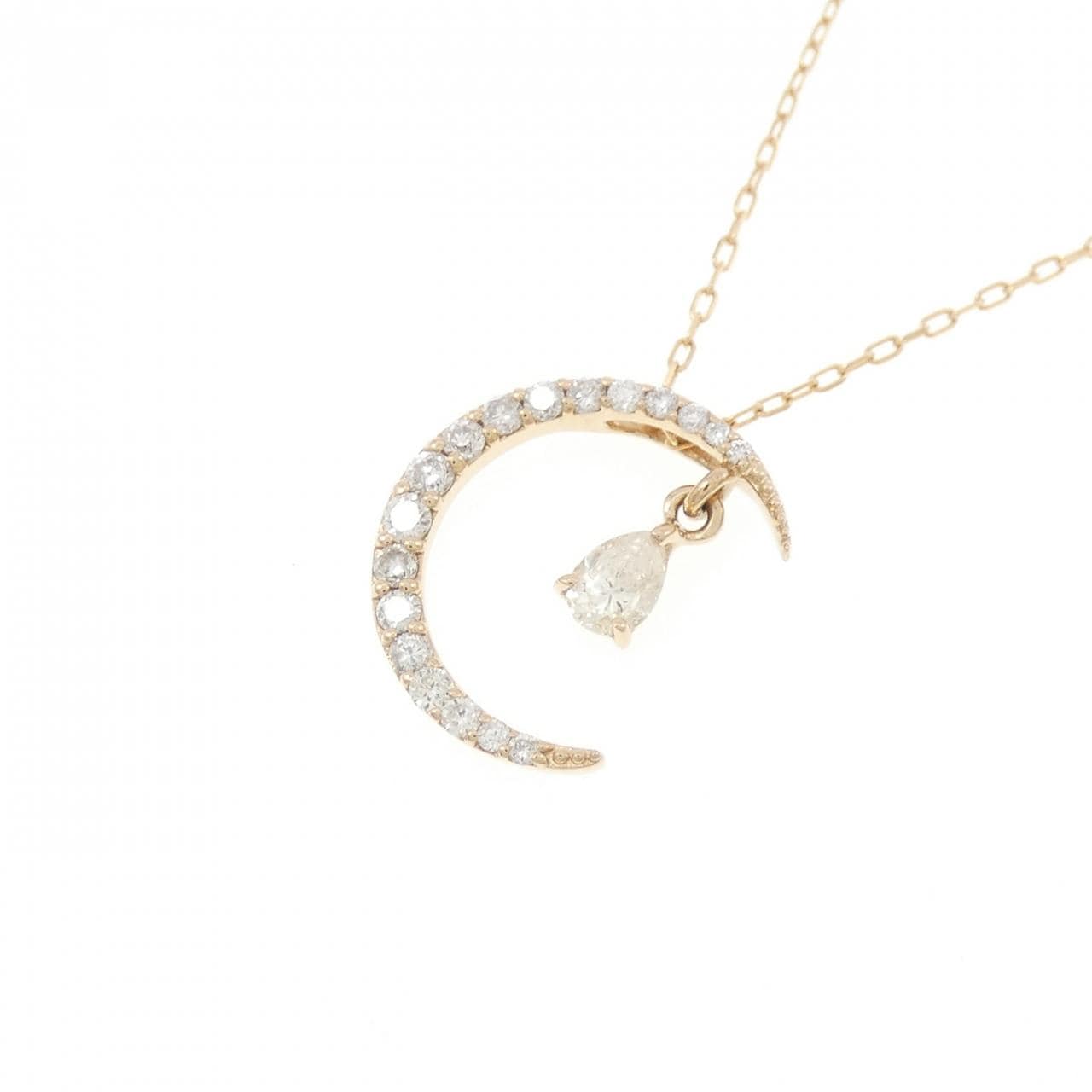 K18PG ムーン ダイヤモンド ネックレス 0.12CT