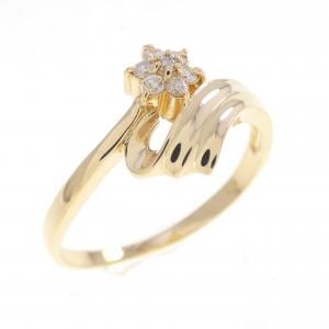 K18YG フラワー ダイヤモンド リング 0.07CT