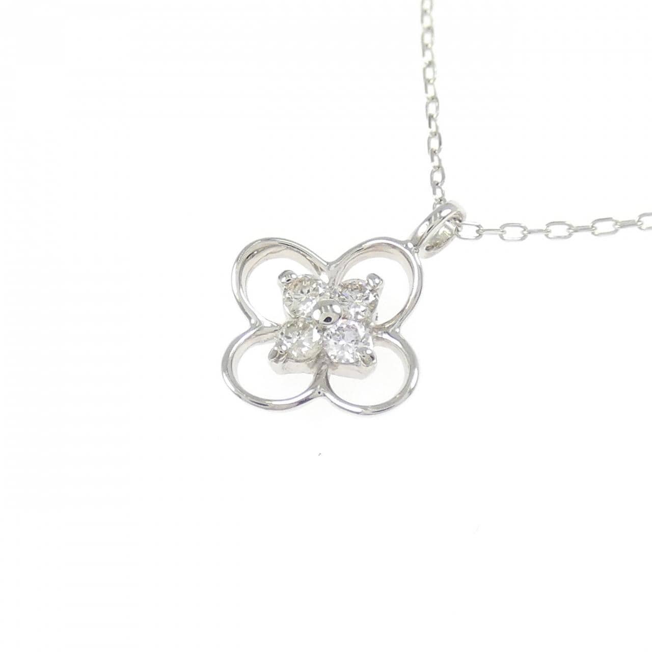 PT900/PT850 フラワー ダイヤモンド ネックレス 0.11CT