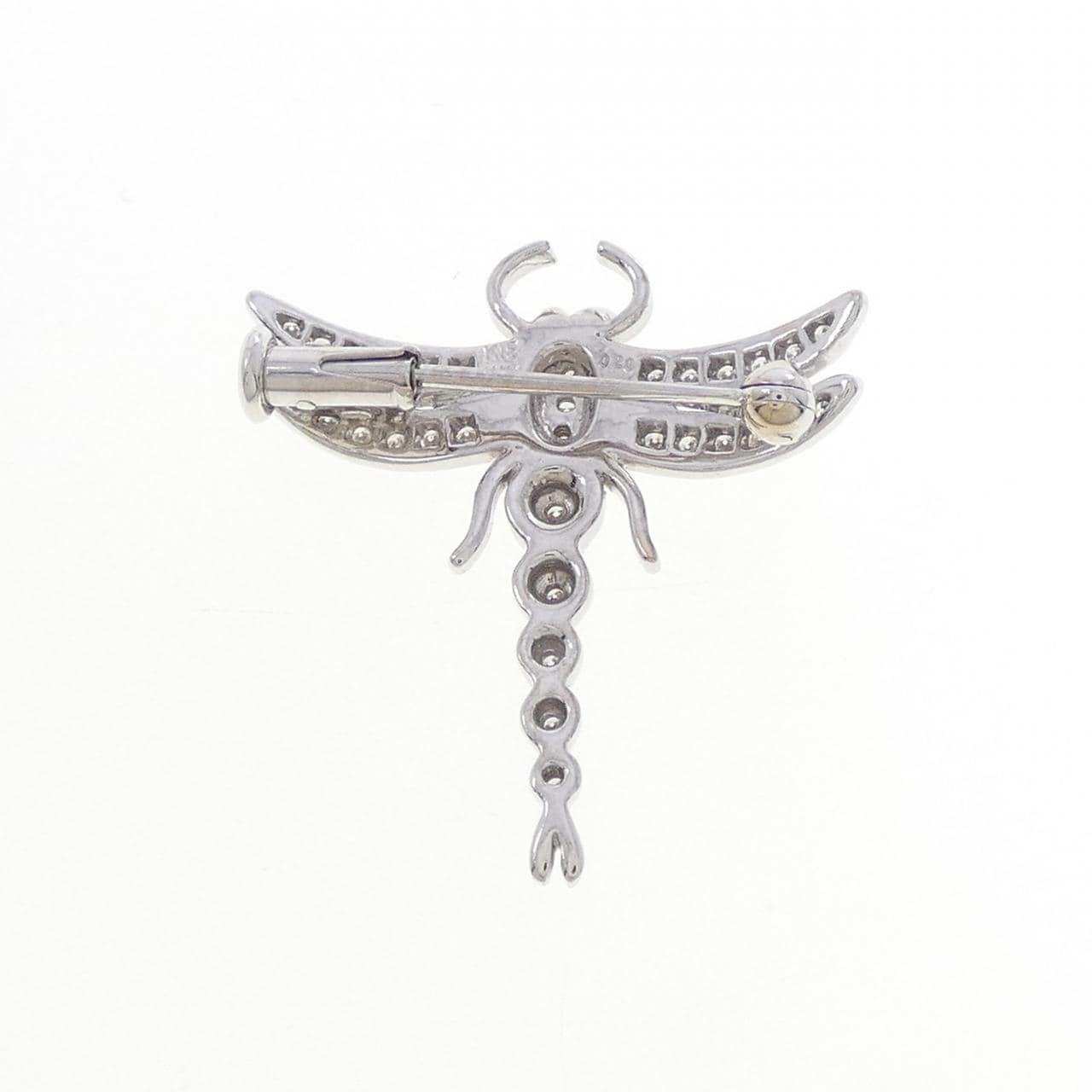 K18WG トンボ ダイヤモンド ブローチ 0.20CT