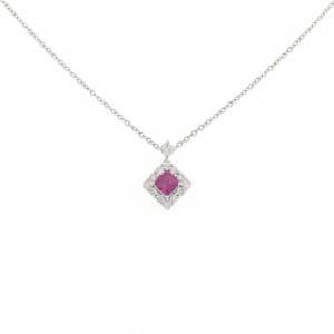 K18WG ルビー ネックレス 0.15CT