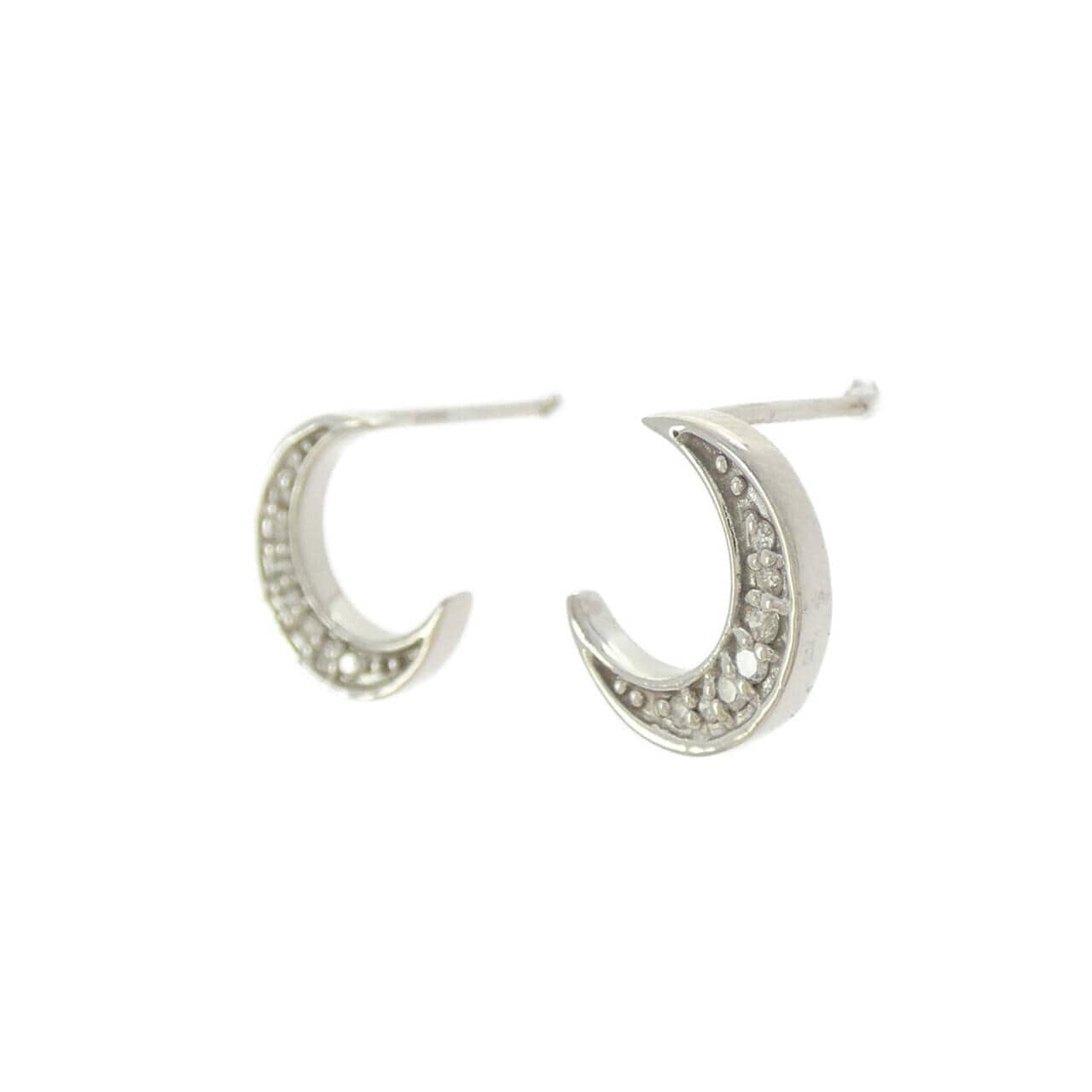 K18WG ムーン ダイヤモンド ピアス 0.08CT