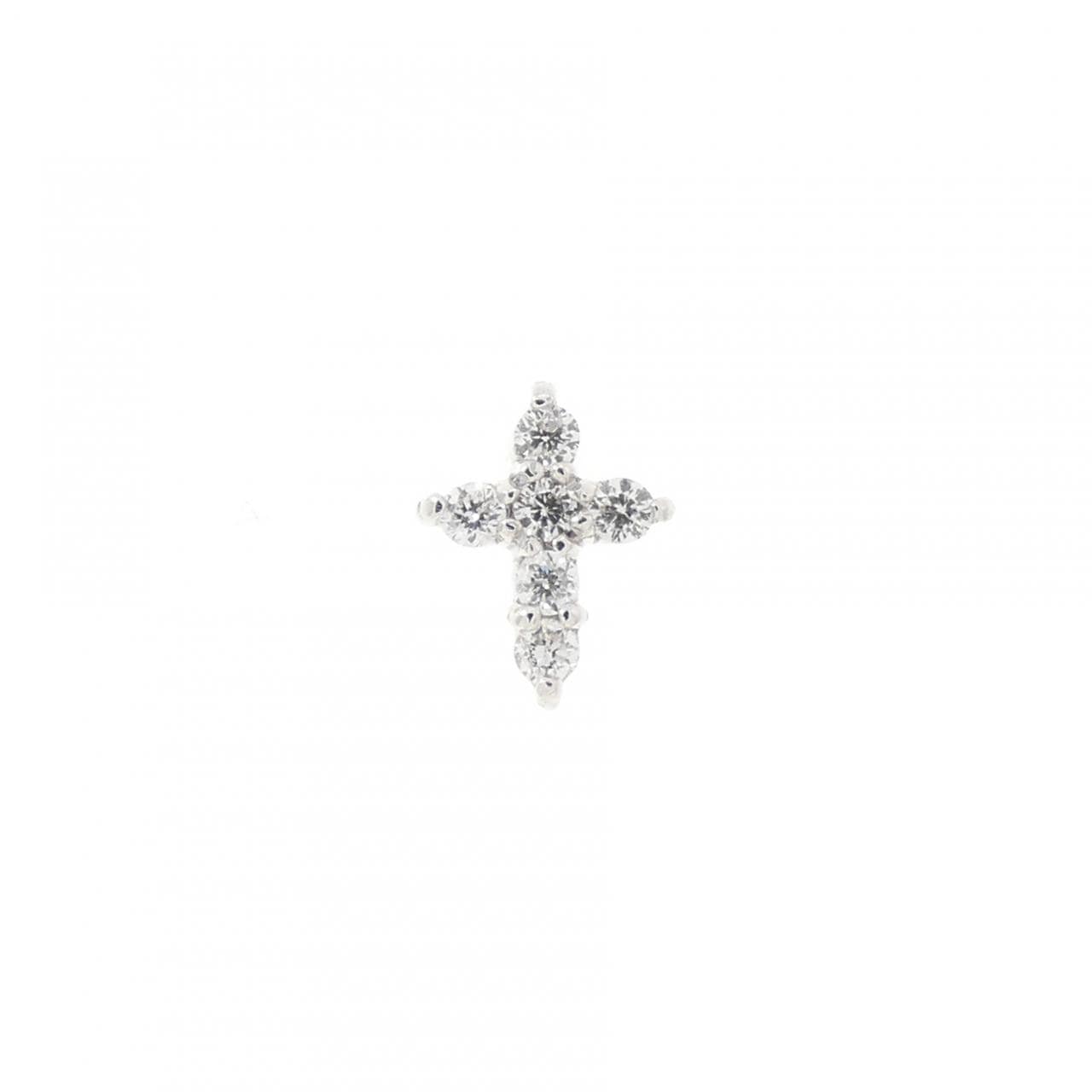 K18WG クロス ダイヤモンド ピアス 0.05CT 片耳