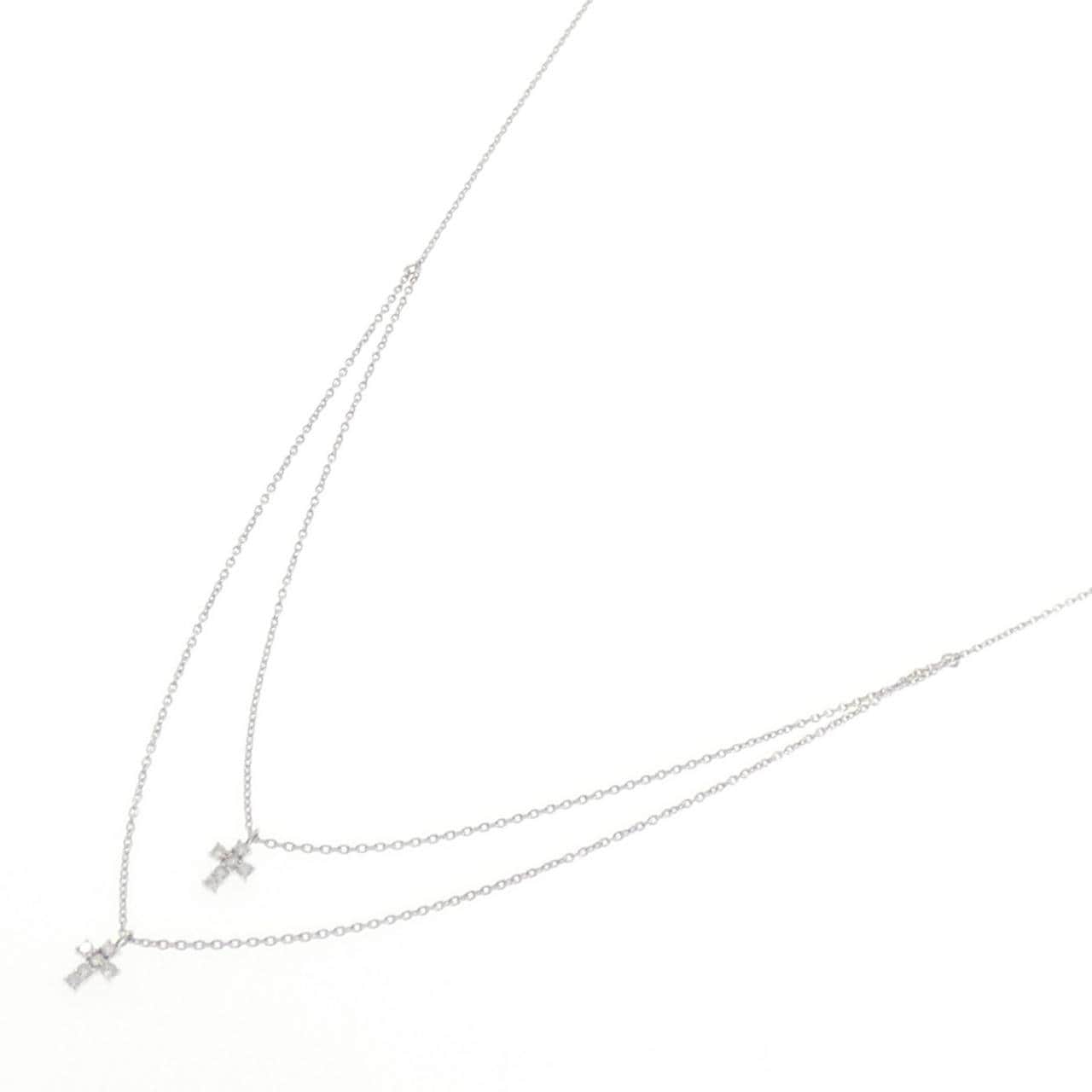K18WG クロス ダイヤモンド ネックレス 0.12CT