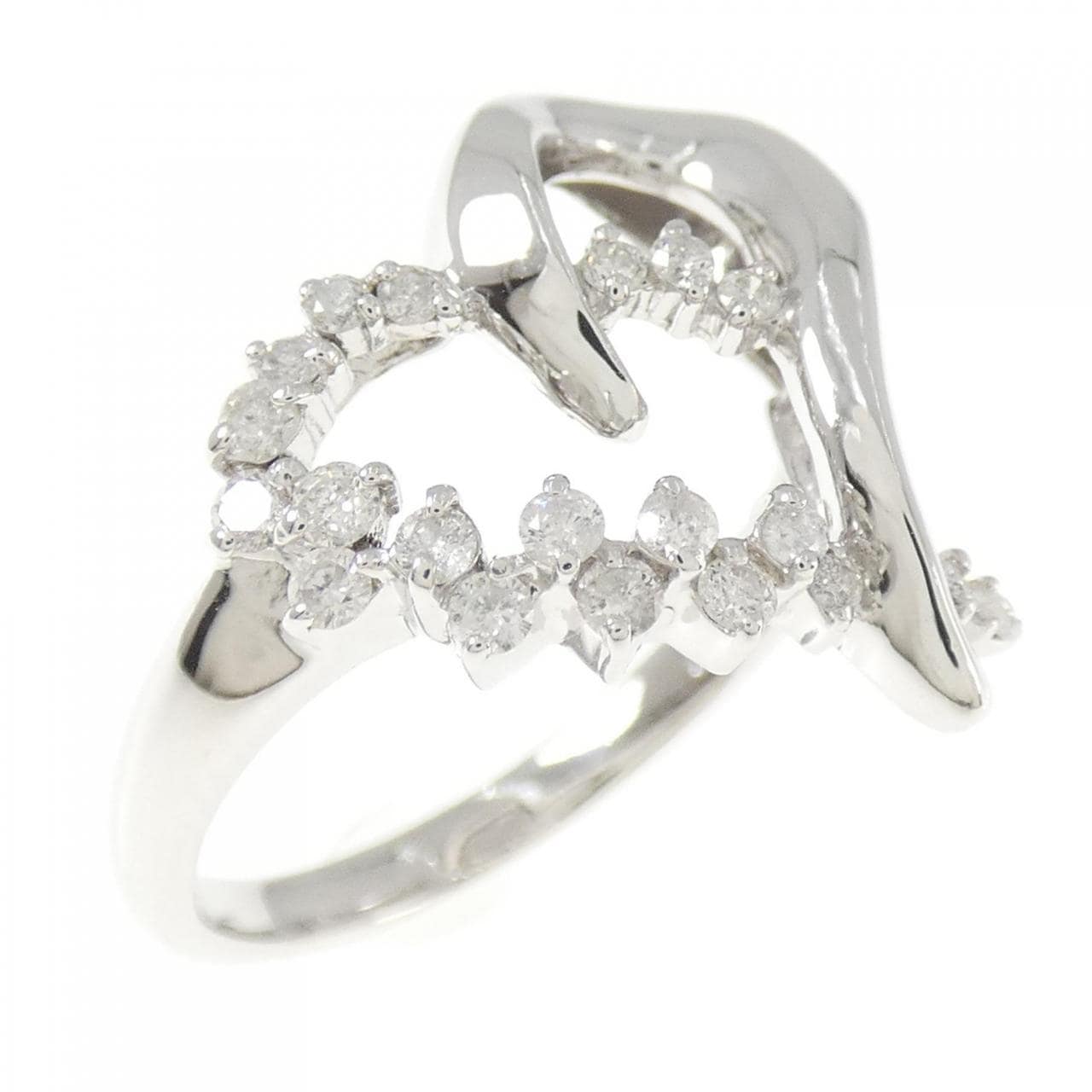 K14WG ハート ダイヤモンド リング 0.30CT