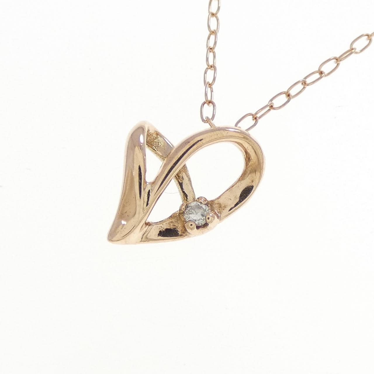 K10PG ハート ダイヤモンド ネックレス 0.01CT