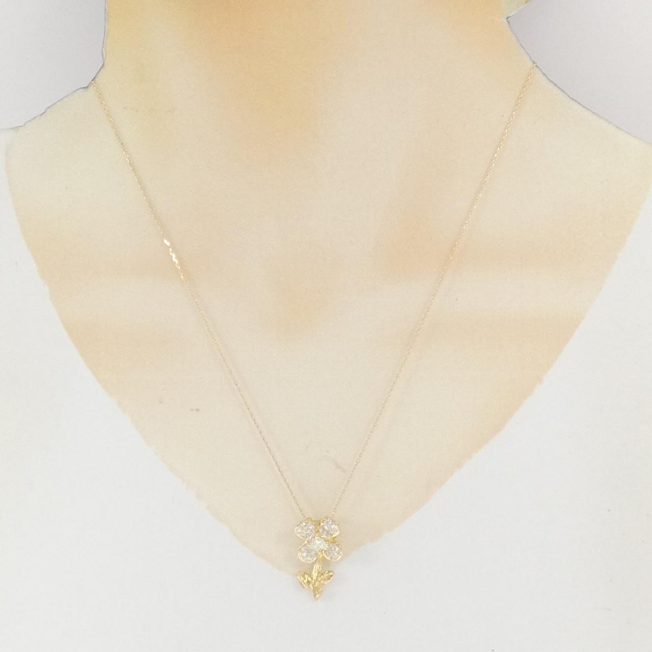 K18YG フラワー ダイヤモンド ネックレス 0.18CT