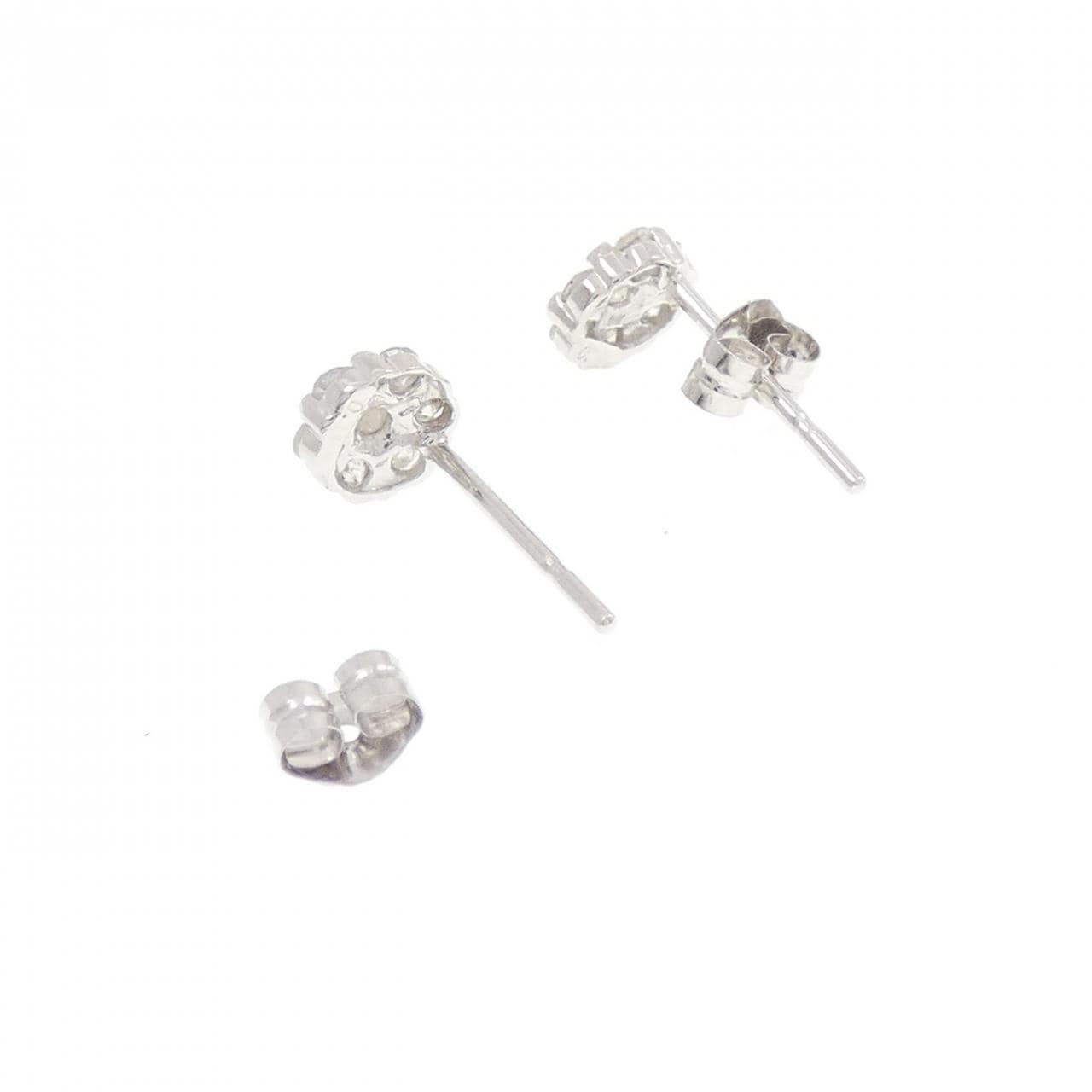K14WG フラワー ダイヤモンド ピアス 0.22CT