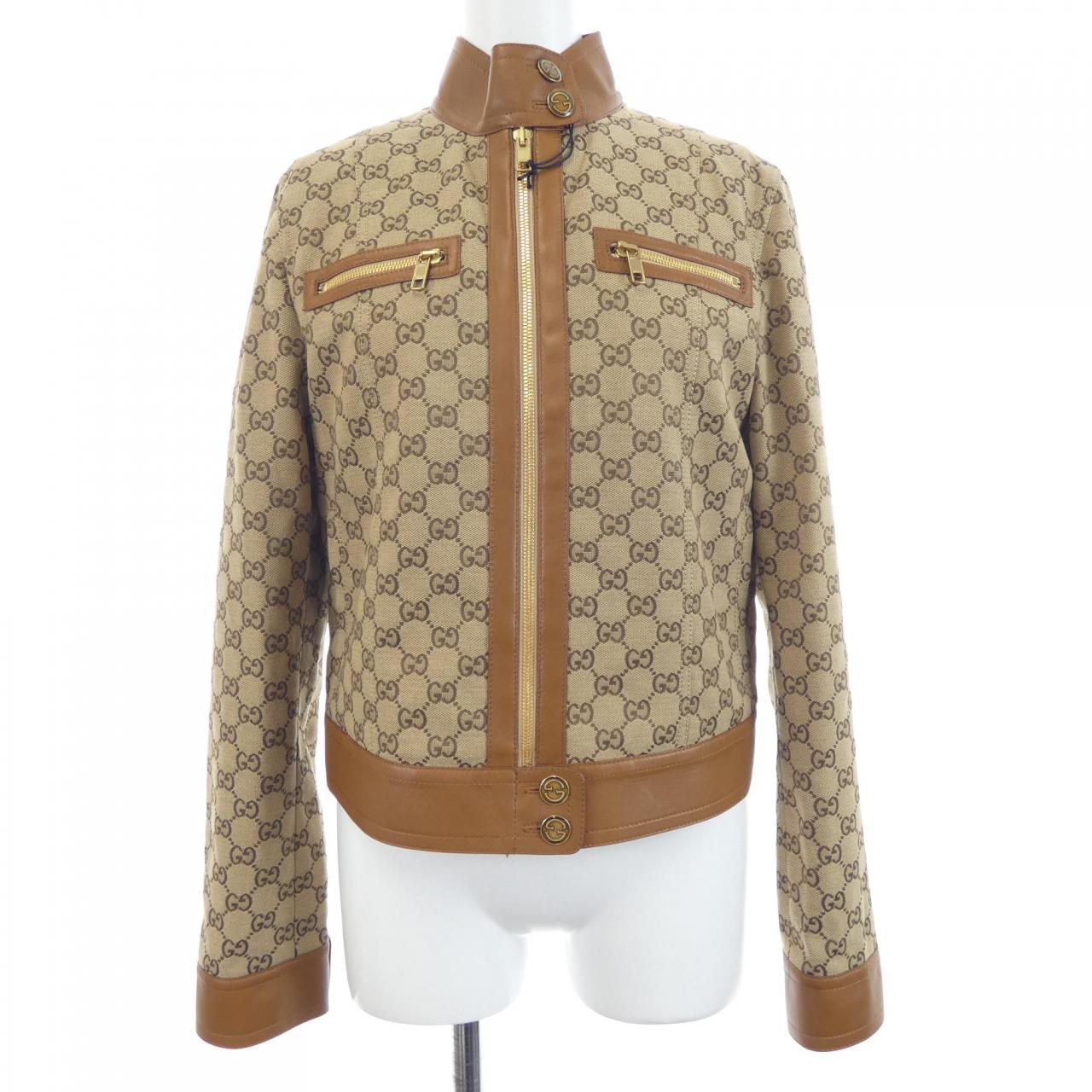 グッチ GUCCI レザー トリム GGキャンバス 681034 Z8AV6 ジャケット