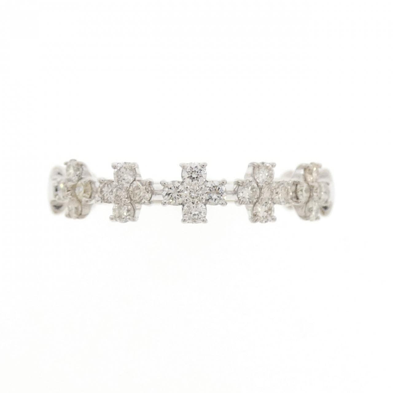 K18WG クロス ダイヤモンド リング 0.50CT