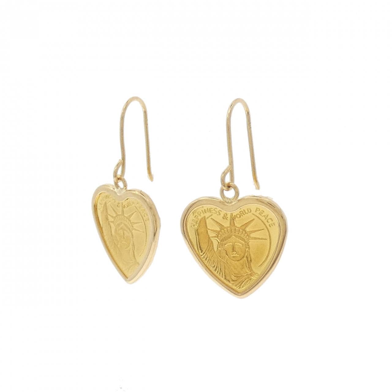 K18YG heart earrings