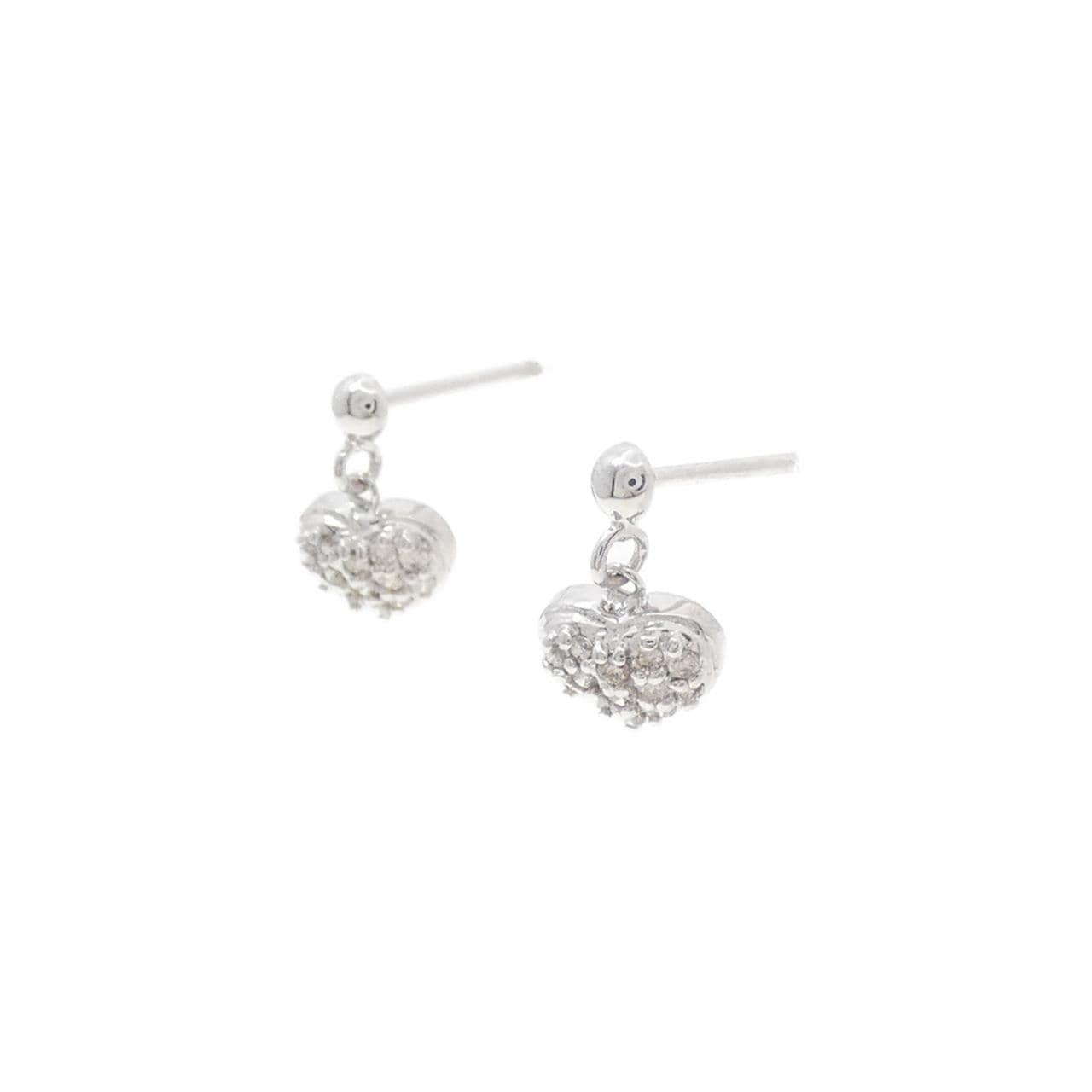 K14WG ハート ダイヤモンド ピアス 0.12CT