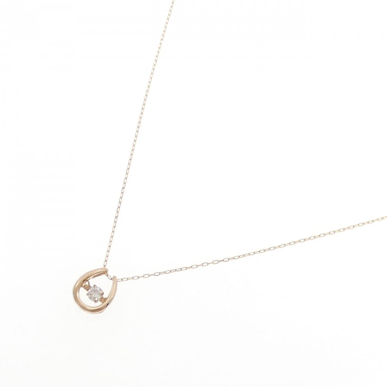 K18PG ホースシュー ダイヤモンド ネックレス 0.08CT