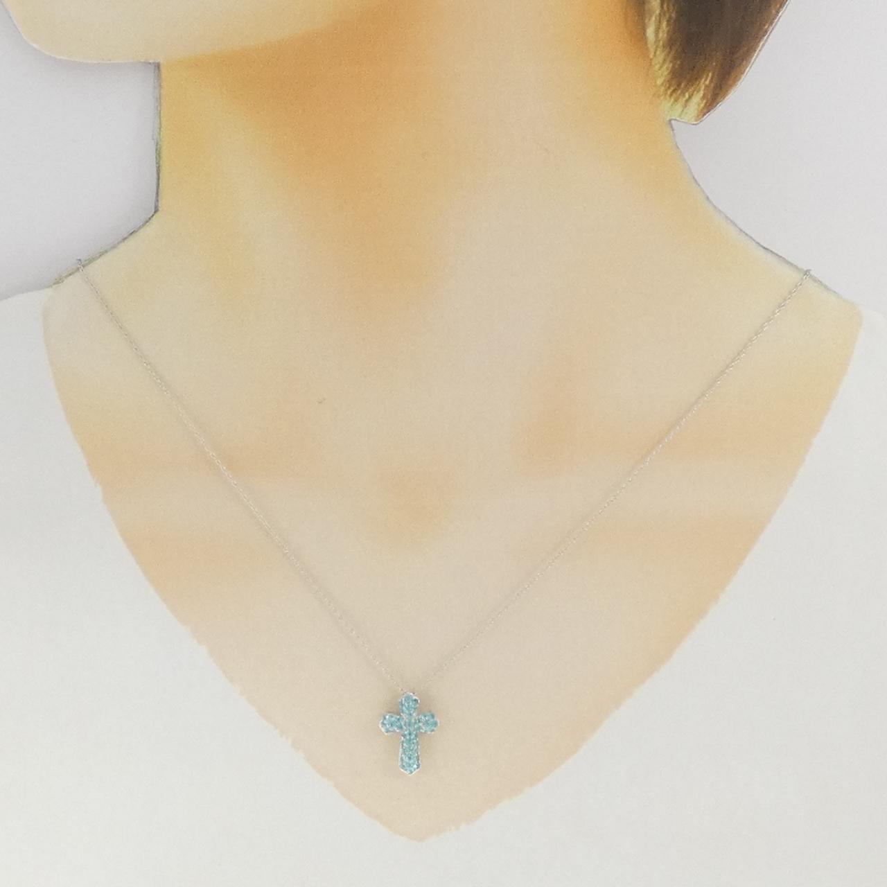 K18WG クロス トルマリン ネックレス 0.35CT