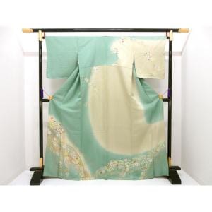 【未使用品】訪問着　金通しボカシ染　友禅金彩加工　絞り入