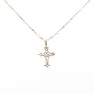 K10PG クロス ダイヤモンド ネックレス 0.01CT