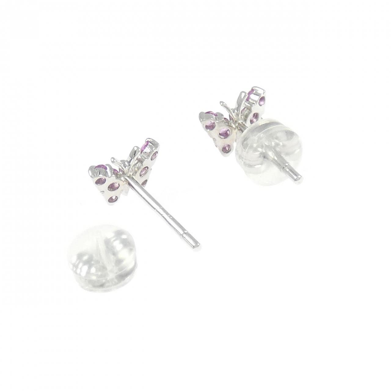 750WG/K18WG バタフライ サファイヤ ピアス 0.26CT