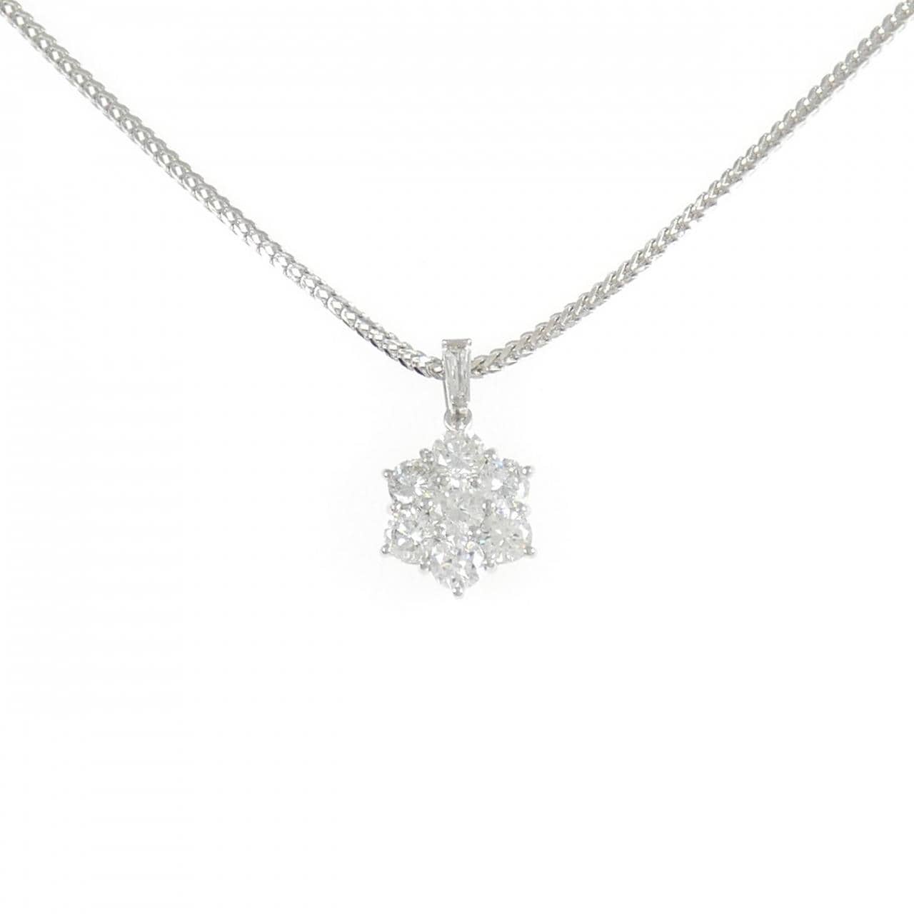 PT900/PT850 フラワー ダイヤモンド ネックレス 1.05CT