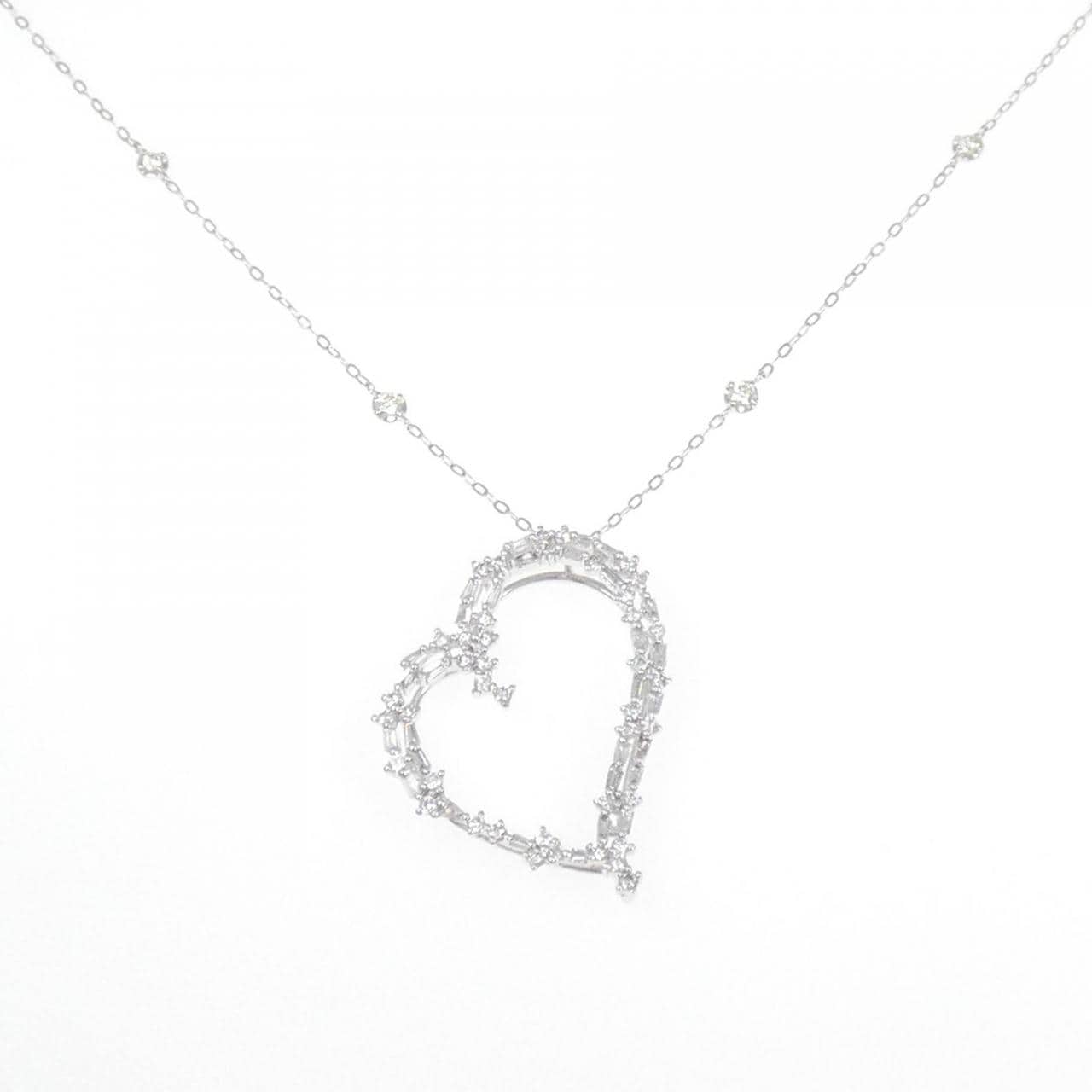 K18WG ハート ダイヤモンド ネックレス 0.80CT