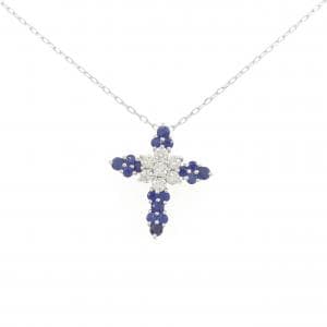 K18WG クロス サファイヤ ネックレス 0.40CT