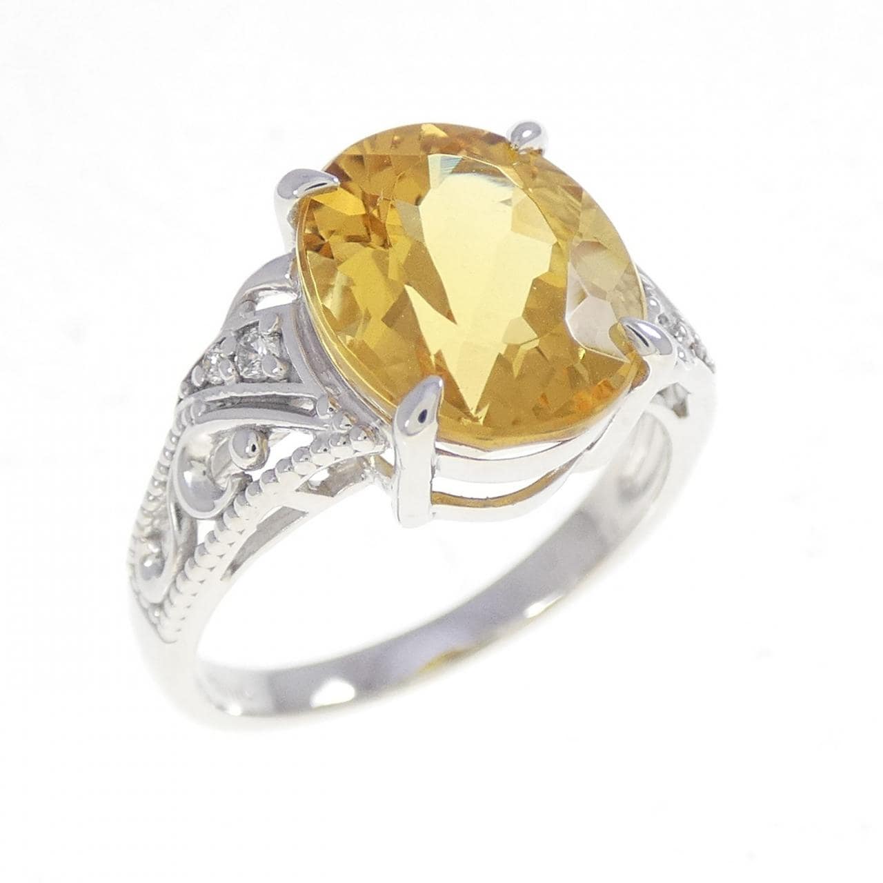 K18WG ベリル リング 3.84CT