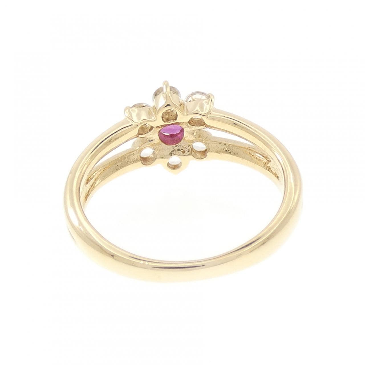 K18YG フラワー ルビー リング 0.17CT