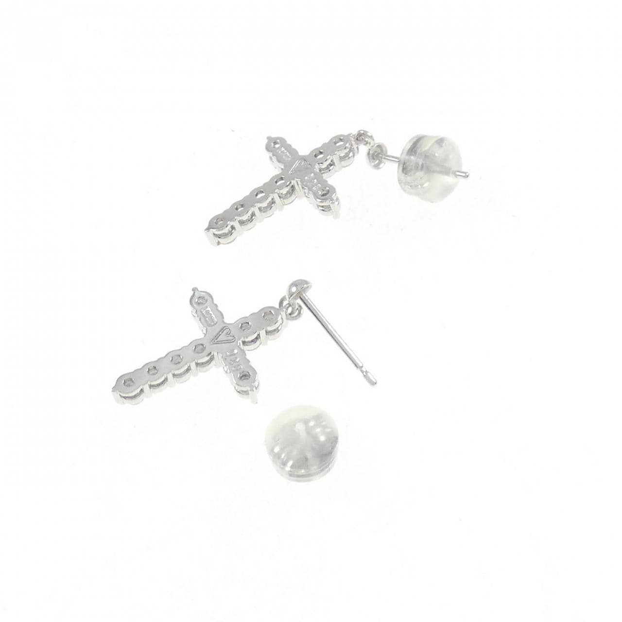 K18WG クロス ダイヤモンド ピアス 0.50CT