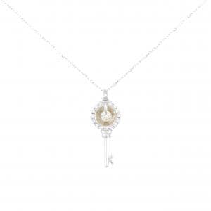 K18WG key Diamond necklace 0.24CT