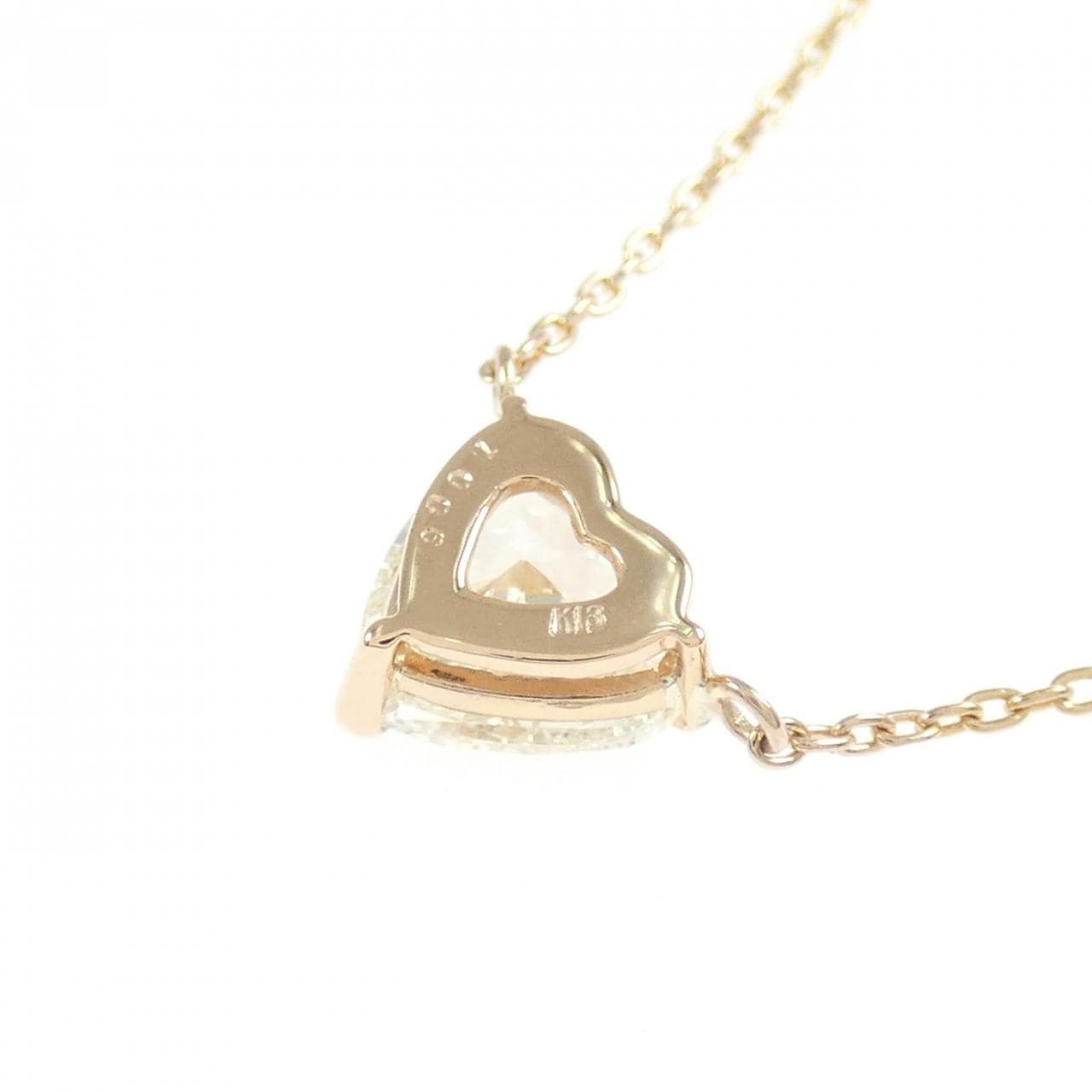 K18PG ダイヤモンド ネックレス 1.006CT L SI1 ハートシェイプ
