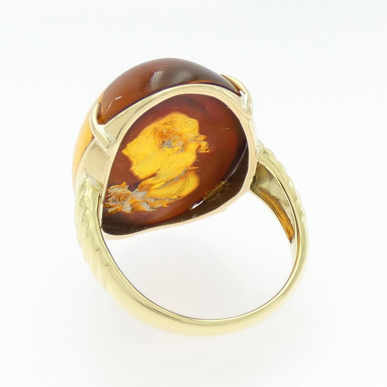 K18YG 琥珀 リング