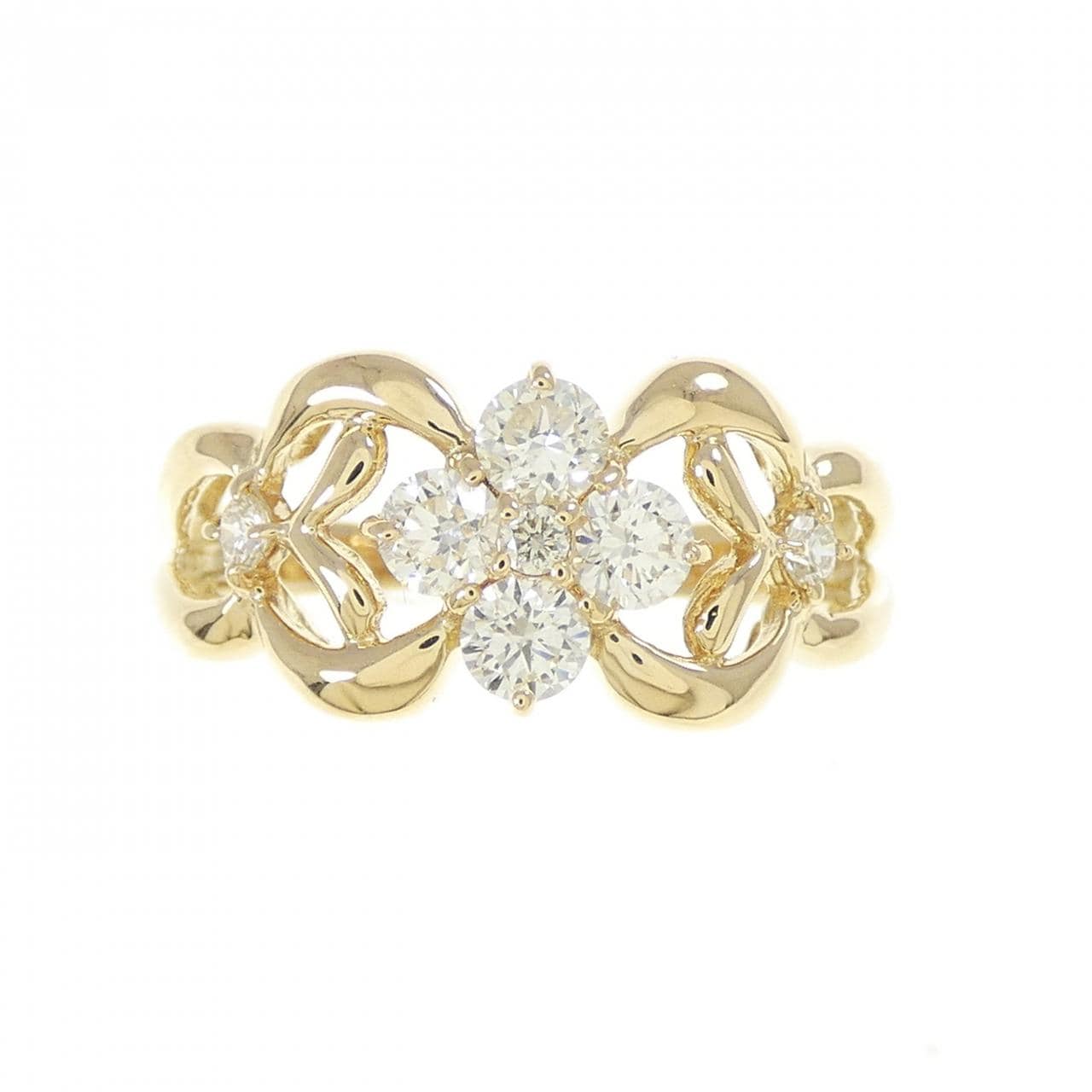 K18YG フラワー ダイヤモンド リング 0.50CT
