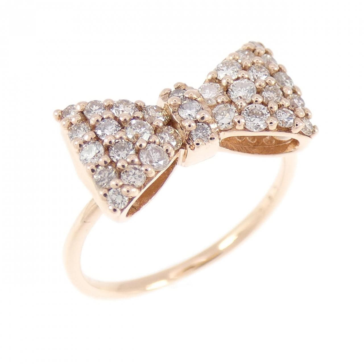 K10PG リボン ダイヤモンド リング 0.30CT