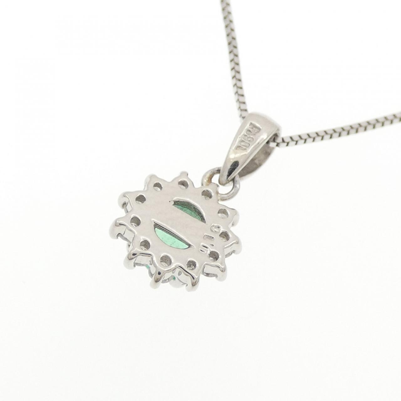 K14WG/PT900 エメラルド ネックレス 0.16CT