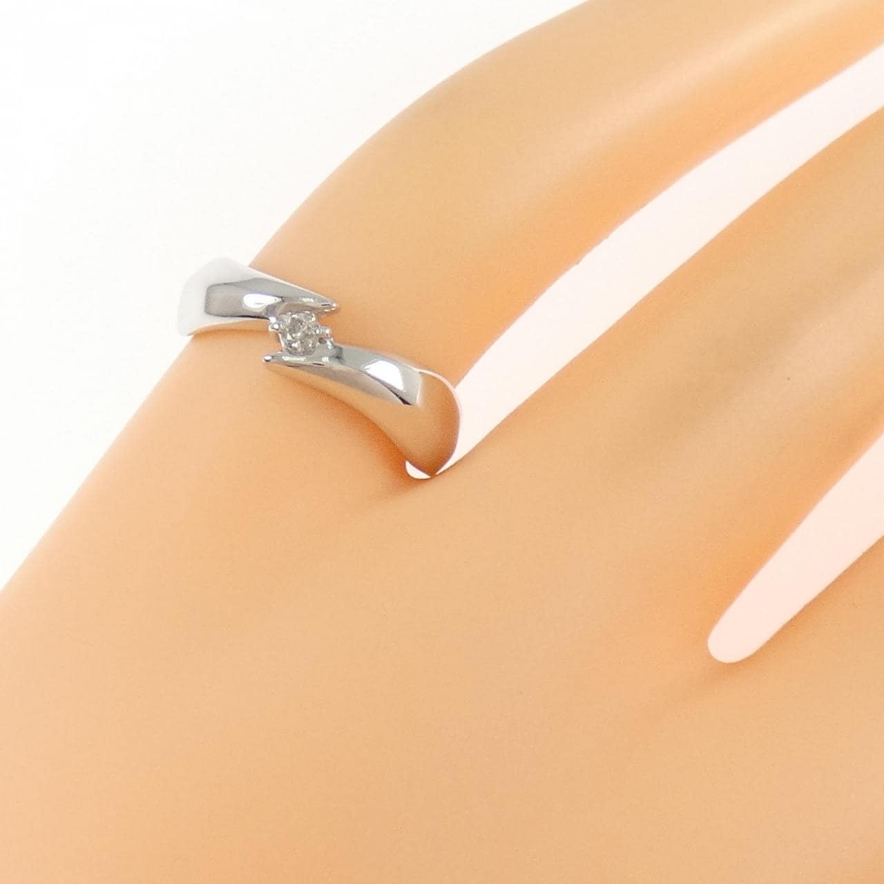 K18WG Diamond Pinky Ring 0.03CT