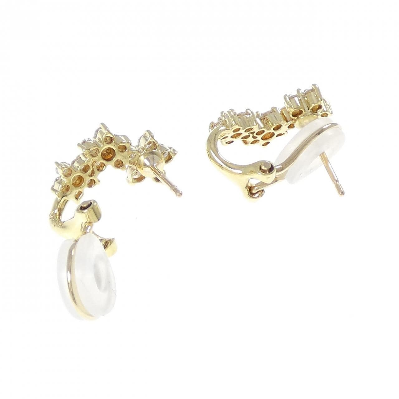 K18YG フラワー ダイヤモンド ピアス 0.82CT
