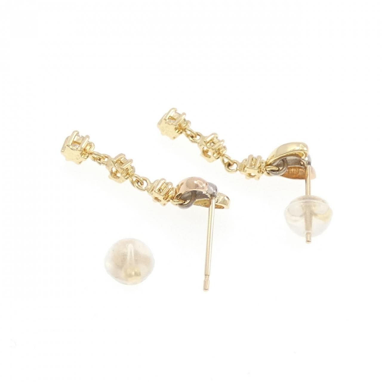 K18スリーカラー ダイヤモンド ピアス 0.32CT