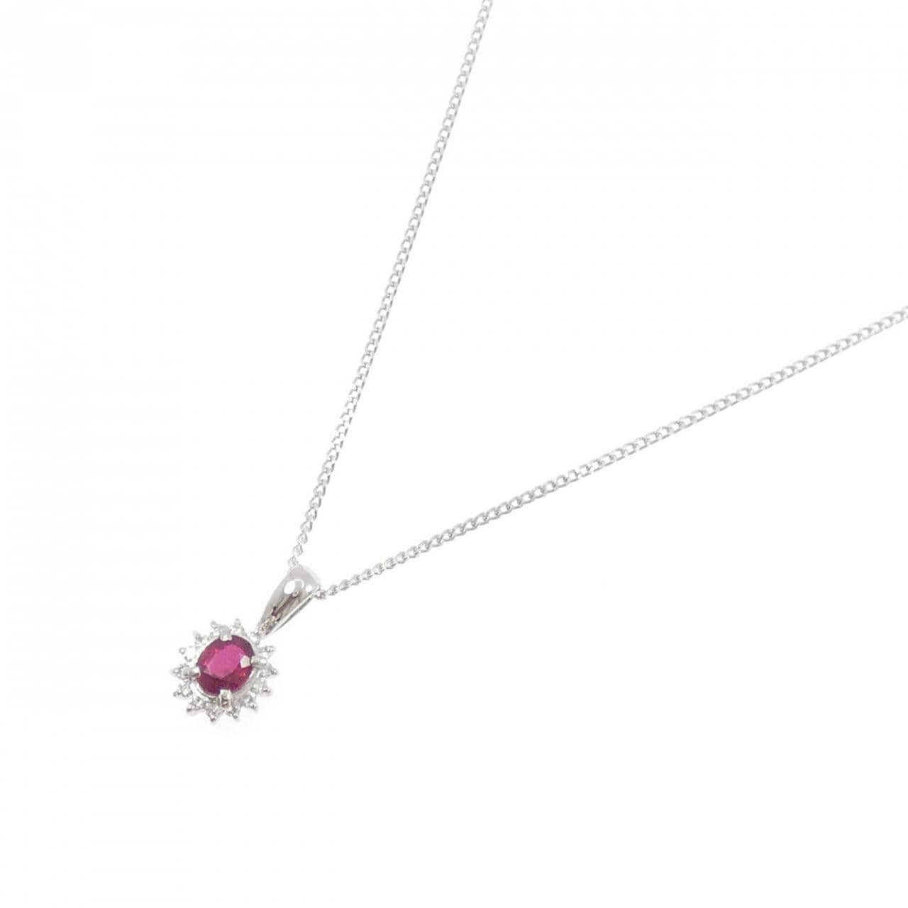 PT900/PT850 ルビー ネックレス 0.33CT