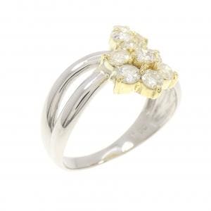 PT/K18YG フラワー ダイヤモンド リング 1.00CT